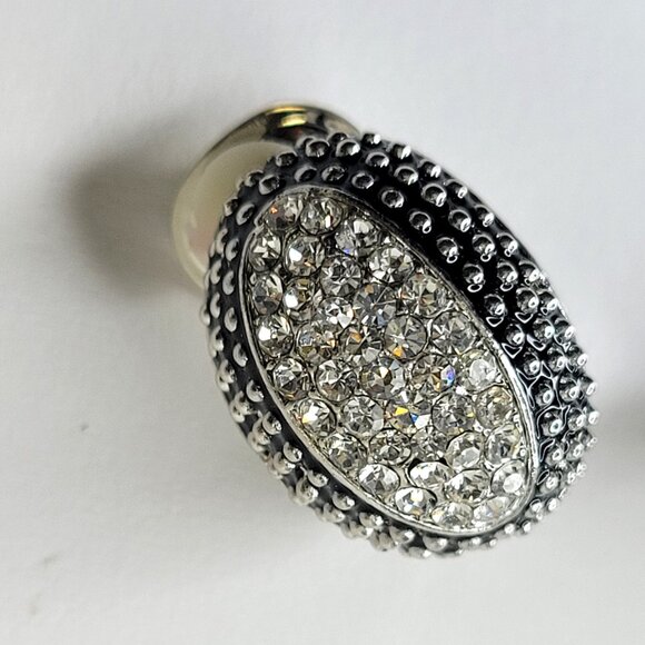 Silver and Black Clip Ons earrings - Picture 4 of 5